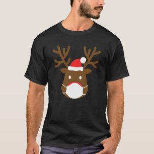 Rentier mit Gesichtsmaske Weihnachten 2020 Familie T-Shirt