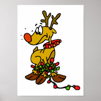 Rentier mit Licht Poster