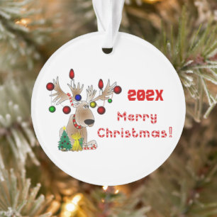 Rentier mit Lichtern auf Antlern Ornament