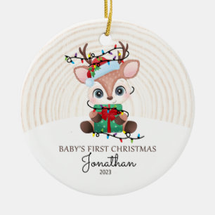 Rentier mit Lights Baby First Christmas Keramik Ornament