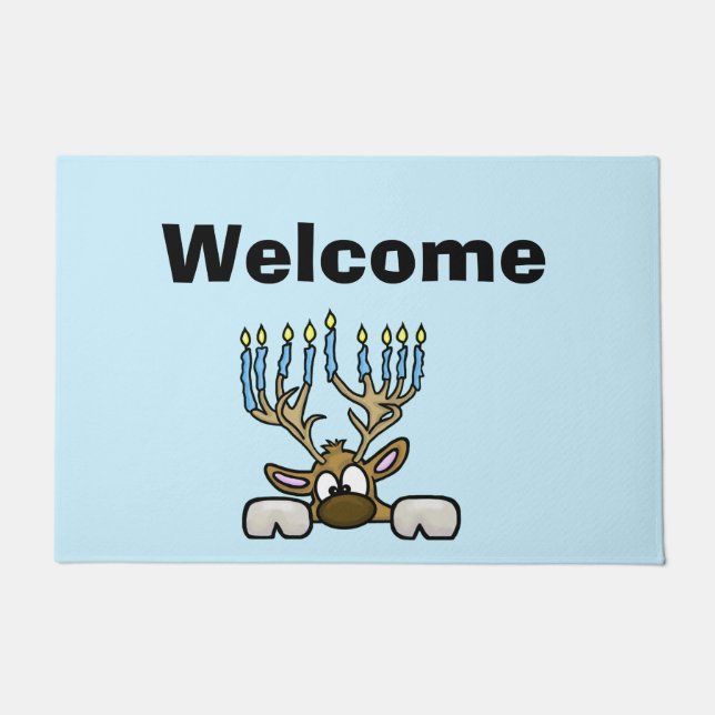 Rentier mit Menorah Antlers Chrismukkah Doormat Fußmatte (Vorderseite)