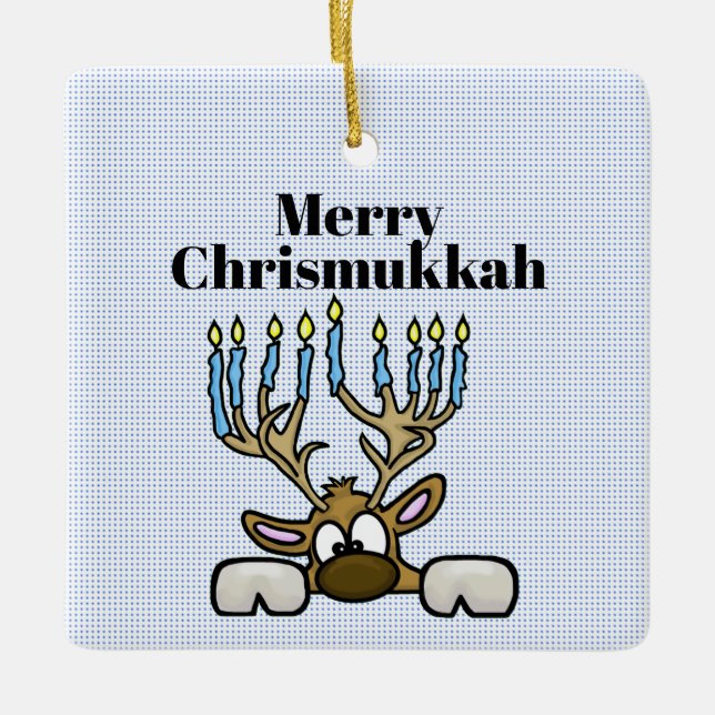 Rentier mit Menorah Antlers Chrismukkah Ornament (Vorderseite)