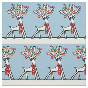 Rentier mit Weihnachtsbeleuchtung Stoff