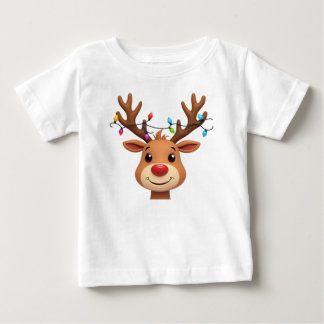 Rentier mit Weihnachtsleuchten Baby T-shirt