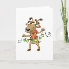 Rentier mit Weihnachtsleuchten Feiertagskarte