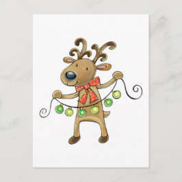 Rentier mit Weihnachtsleuchten Feiertagspostkarte