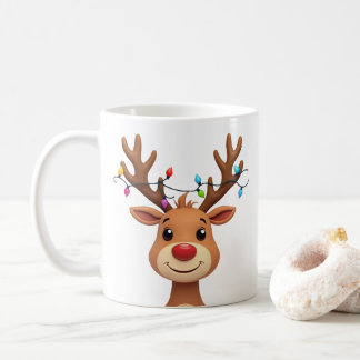 Rentier mit Weihnachtsleuchten Kaffeetasse