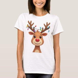 Rentier mit Weihnachtsleuchten T-Shirt