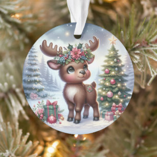 Rentier mit Weihnachtsstern-Geweih Ornament