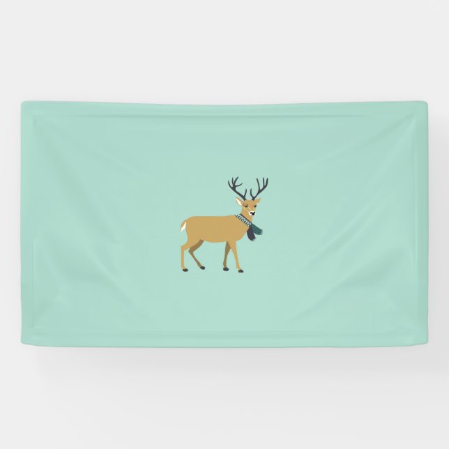 Rentier mit Winterschlaf (Weihnachtstier) Banner (Horizontal)