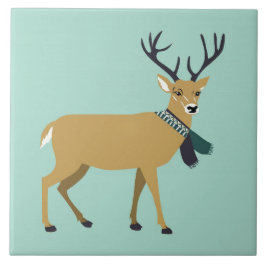 Rentier mit Winterschlaf (Weihnachtstier) Fliese