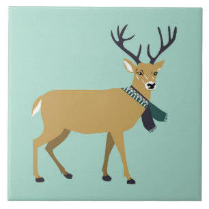 Rentier mit Winterschlaf (Weihnachtstier) Fliese