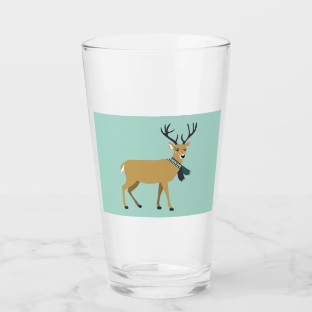 Rentier mit Winterschlaf (Weihnachtstier) Glas (Vorderseite)