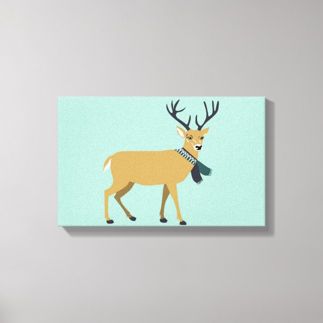 Rentier mit Winterschlaf (Weihnachtstier) Leinwanddruck (Vorderseite)