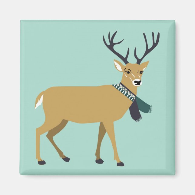 Rentier mit Winterschlaf (Weihnachtstier) Magnet (Vorne)