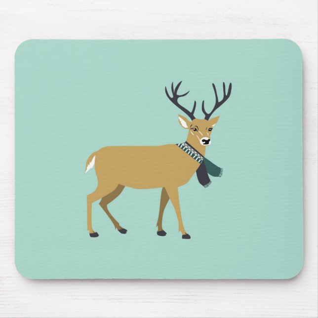 Rentier mit Winterschlaf (Weihnachtstier) Mousepad (Vorne)