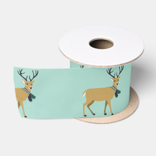 Rentier mit Winterschlaf (Weihnachtstier) Satinband