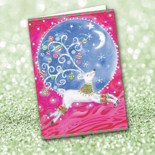 Rentier-Mond Retro-Abstrakt-Weihnachtskarte Feiertagskarte