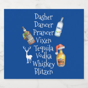 Rentier-Namen Alkohol Tequila Wodka Weihnachten Alkoholflaschenetikett