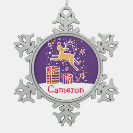 Rentier nennt Schneeflocken Weihnachtsschmuck Zinn-Ornament