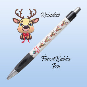 Rentier Niedlich Funny Xmas Dei mit Antlers White Kugelschreiber