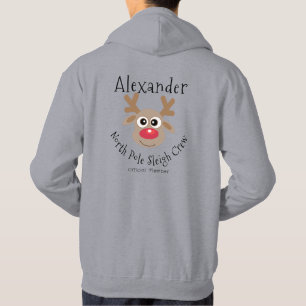 Rentier North Pole Sleigh Crew Spaß Weihnachten Hoodie