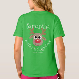 Rentier North Pole Sleigh Crew Weihnachtsgrün T-Shirt