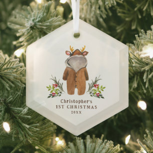 Rentier Outfit Baby's 1. Weihnachtsdekoration Ornament Aus Glas