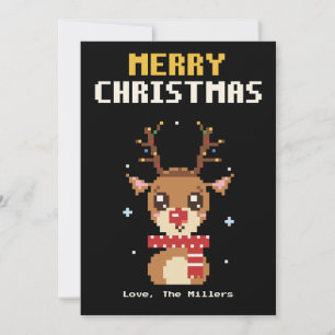 Rentier-Pixel-Art-Weihnachtskarte Feiertagskarte