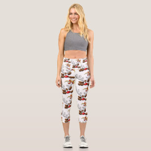 Rentier Puzzled Weihnachtsmann Capri Leggings