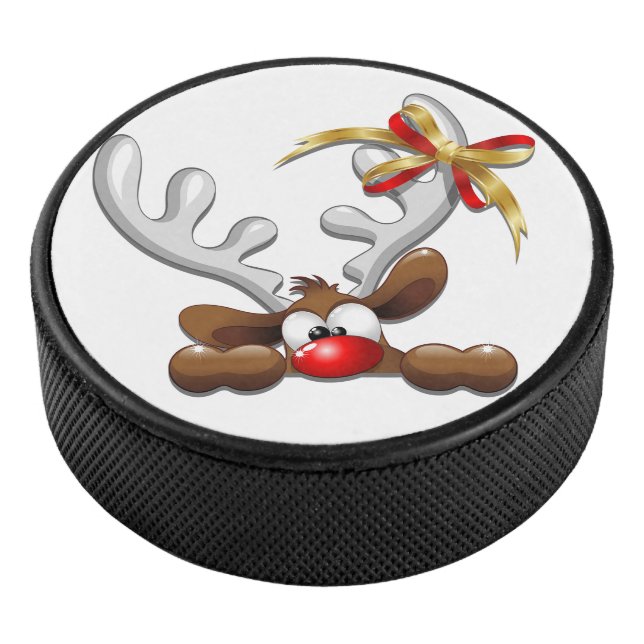 Rentier Puzzled Weihnachtsmann Eishockey Puck (3/4)