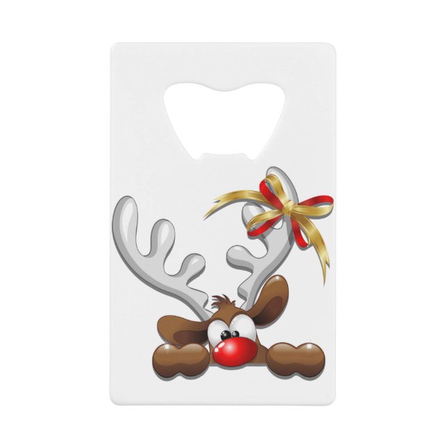 Rentier Puzzled Weihnachtsmann Geldbeutel Flaschenöffner (Vorderseite)