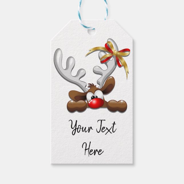 Rentier Puzzled Weihnachtsmann Geschenkanhänger (Vorderseite)
