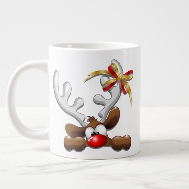 Rentier Puzzled Weihnachtsmann Jumbo-Tasse (Links)