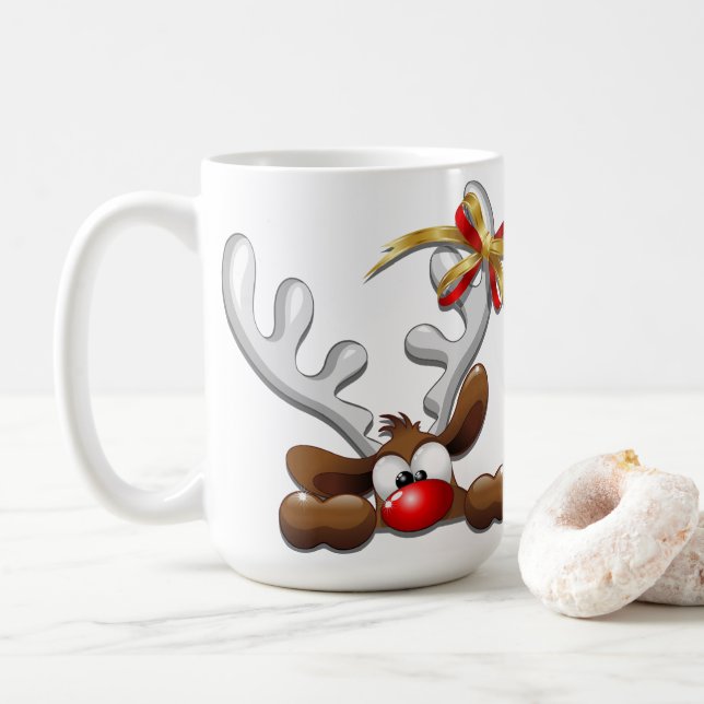 Rentier Puzzled Weihnachtsmann Kaffeetasse (Mit Donut)