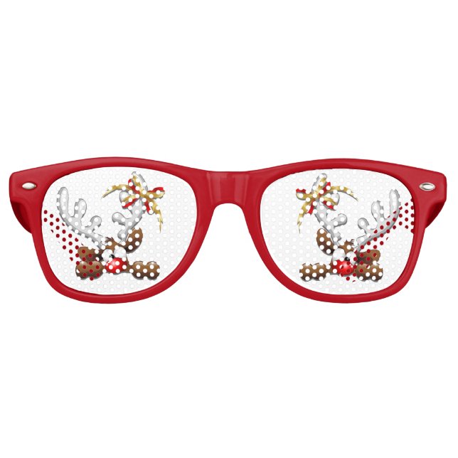 Rentier Puzzled Weihnachtsmann Partybrille (Vorderseite)