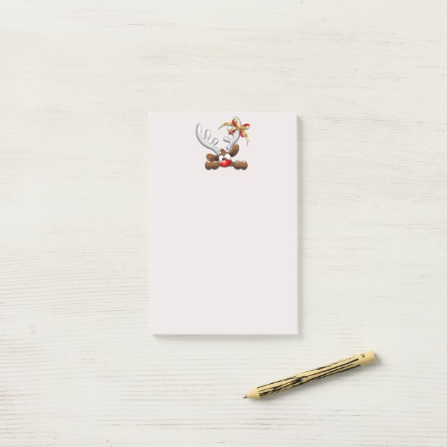 Rentier Puzzled Weihnachtsmann Post-it Klebezettel (Auf Schreibtisch)
