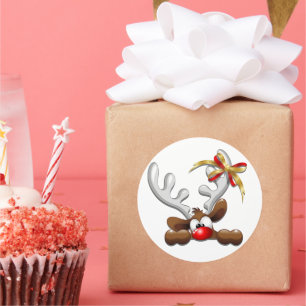 Rentier Puzzled Weihnachtsmann Runder Aufkleber