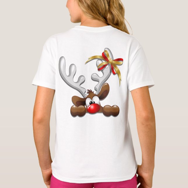 Rentier Puzzled Weihnachtsmann T-Shirt (Rückseite)