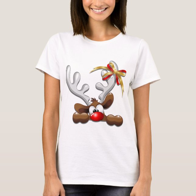 Rentier Puzzled Weihnachtsmann T-Shirt (Vorderseite)