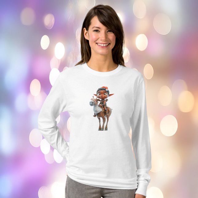 Rentier Rider Weihnachtself Frauen T-Shirt (Von Creator hochgeladen)