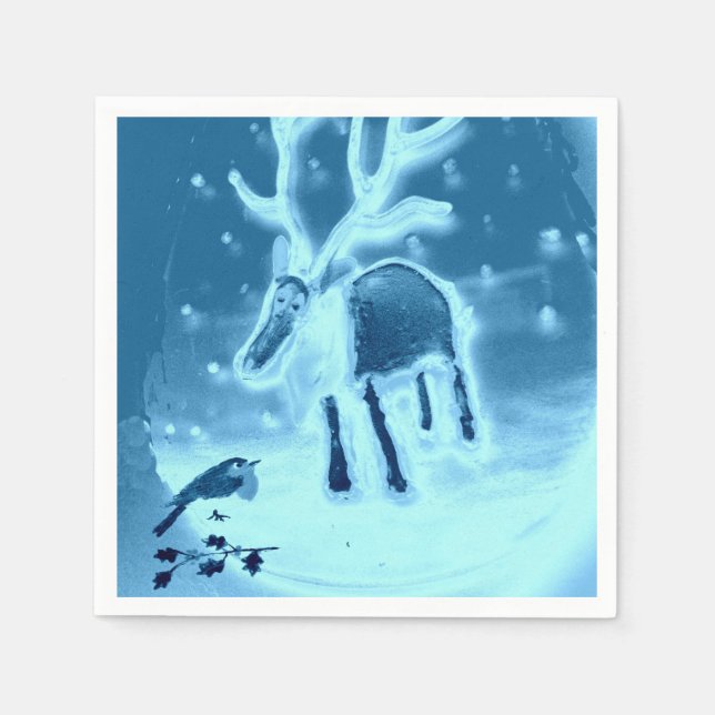 Rentier Robin im Schnee Serviette (Vorderseite)