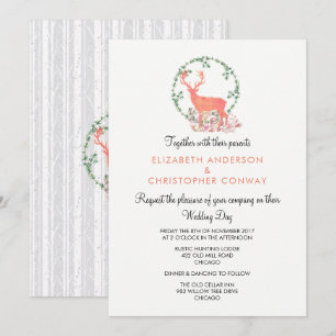 Rentier Rustic Botanical Watercolor Wedding Einladung