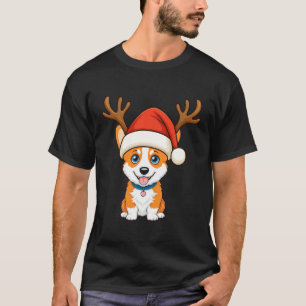 Rentier Santa Hut Corgi Hund Weihnachten Lustig Fe T-Shirt