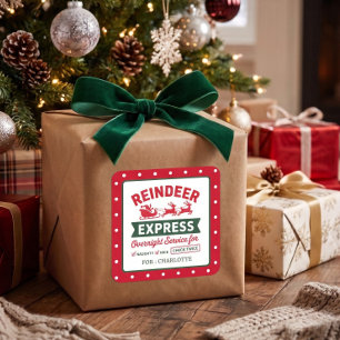 Rentier-Santa-Sack-Weihnachten gepunktet Quadratischer Aufkleber