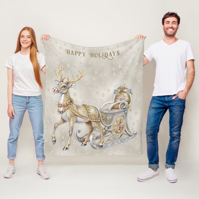 Rentier-Schlitten-Feierabend-Fleece-Decke Fleecedecke (Beispiel)