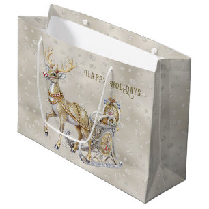 Rentier-Schlitten-Feiertags-Geschenktasche Große Geschenktüte