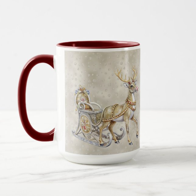 Rentier-Schlitten-Feiertags-Tasse Tasse (Links)