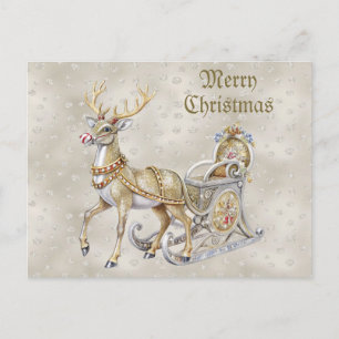 Rentier-Schlitten-Feiertags-Weihnachts-Postkarte Postkarte