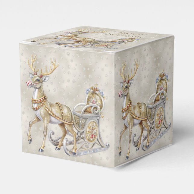 Rentier-Schlitten-Feiertagsgeschenkbox Geschenkschachtel (Vorderseite)